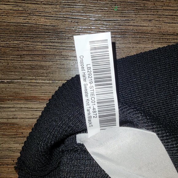 Quince Cropped Halter Ribbed Knit Tank NWT Black Small - Picture 6 of 6